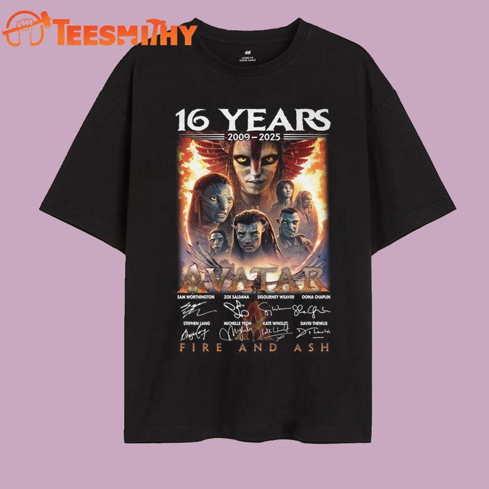 16 Years 2009-2025 Avatar Movies Fire And Ash Vintage T Shirt