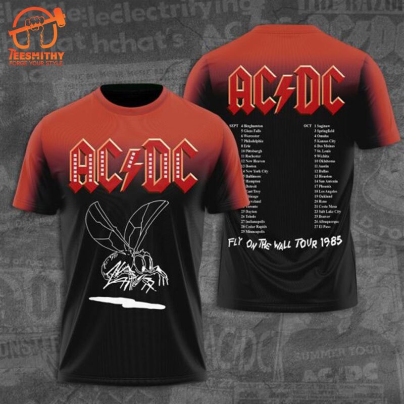 AC DC Fly On The Wall Tour 1985 3D T Shirt