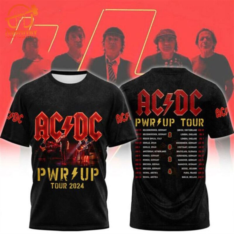AC DC Pwr Up Tour 2024 Design Black 3D T Shirt