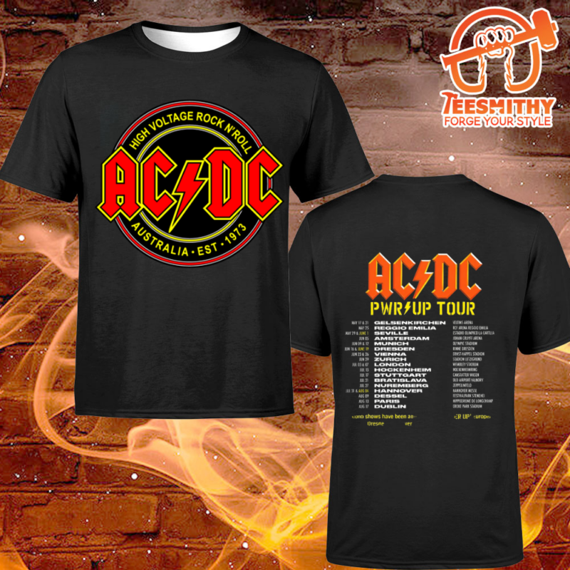 ACDC Pwr Up 2024 Rock European Tour Dates Unisex T shirt