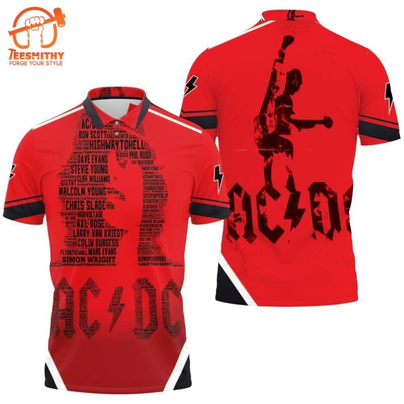 Acdc Angus Young Typogprahy Polo Shirt