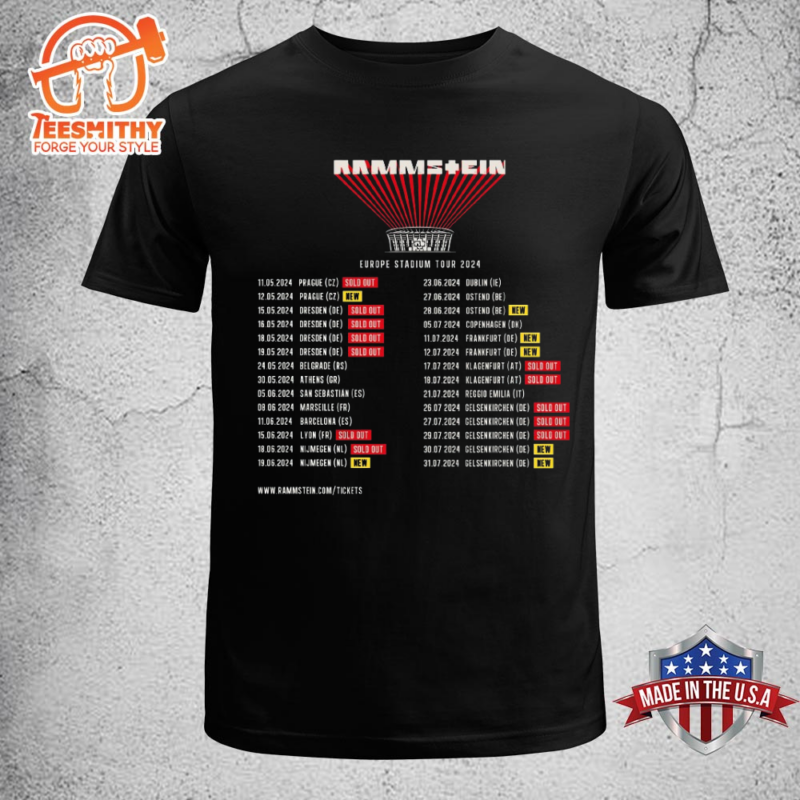 Rammstein Music Band Europe Stadium Tour 2024 T shirt