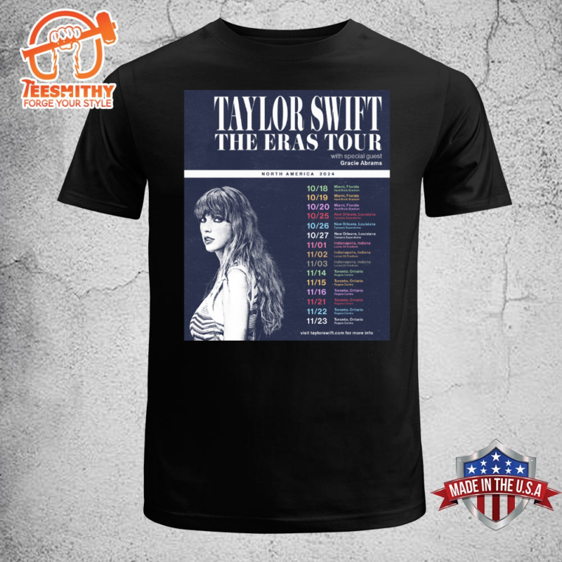 Taylor Swift The Eras Tour 2024 North America T shirt Unisex Black