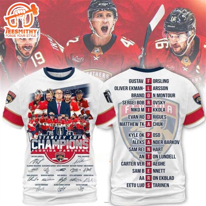 2024 Stanley Cup Champions Florida Panthers 3D T Shirt White