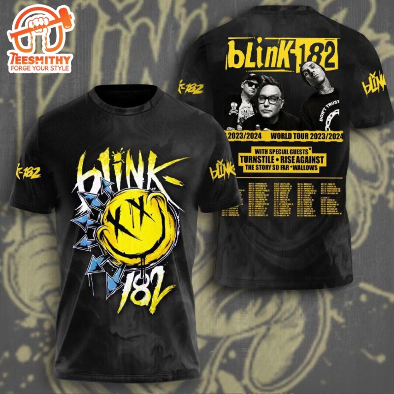Blink 182 World Tour 2023 2024 All Over Printed 3D T Shirt