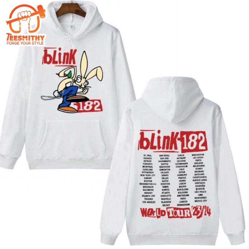 Blink 182 World Tour 2024 Hoodie Man Woman Hip Hop Unisex White Shirt Tshirt