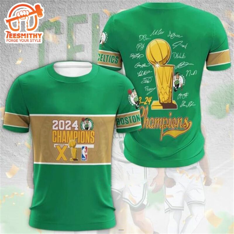 Boston Celtics 2024 Champions Cup NBA 3D T Shirt