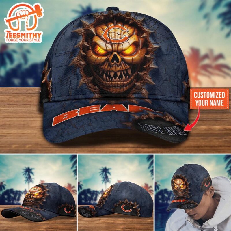 Chicago Bears Halloween Custom Cap For Fans NFL Custom Name