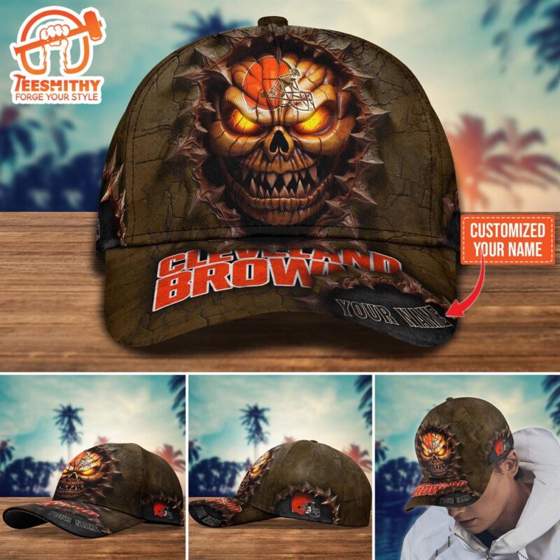 Cleveland Browns Halloween Custom Cap For Fans NFL Custom Name