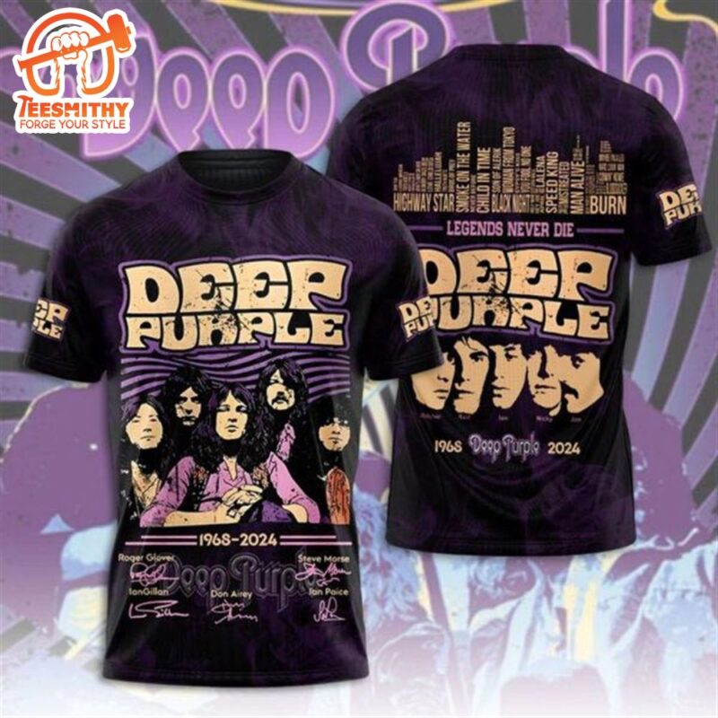 Deep Purple 1968 2024 Legends Never Die Design 3D T Shirt
