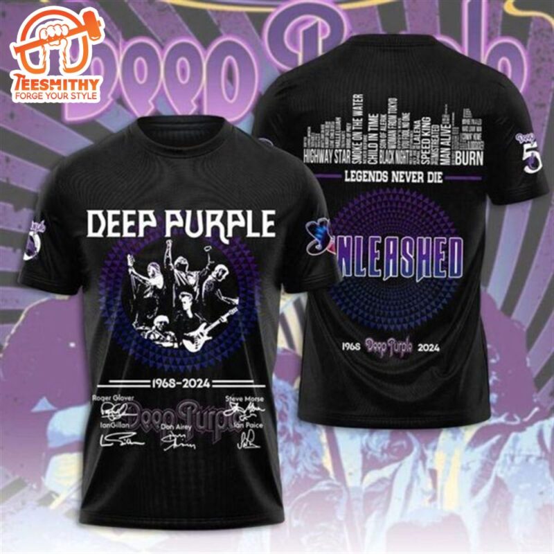 Deep Purple 1968 2024 Signature Legends Never Die Design 3D T Shirt