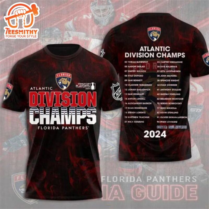 Florida Panthers Stanley Cup Playoffs 2024 Atlantic Division Champs 3D T Shirt