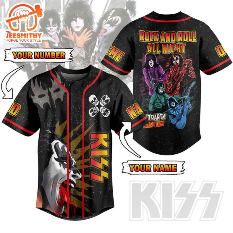 Kiss Band Rock And Roll All Night Personalized Baseball Jersey