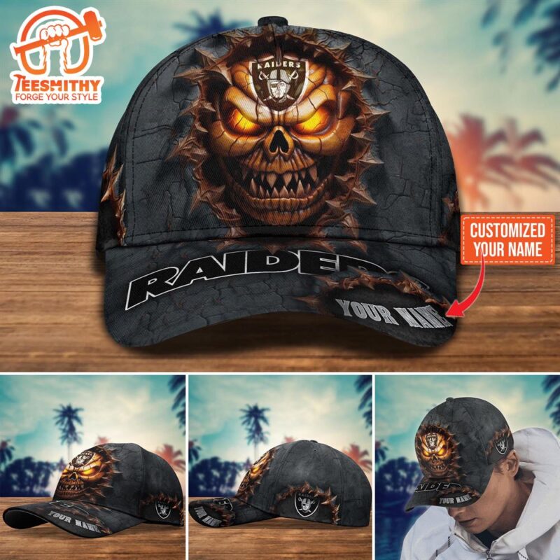 Las Vegas Raiders Halloween Custom Cap For Fans NFL Custom Name