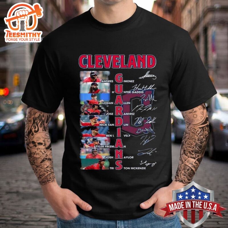 MLB Cleveland Guardians Baseball 2024 Team Line Up Stars Signatures T shirt
