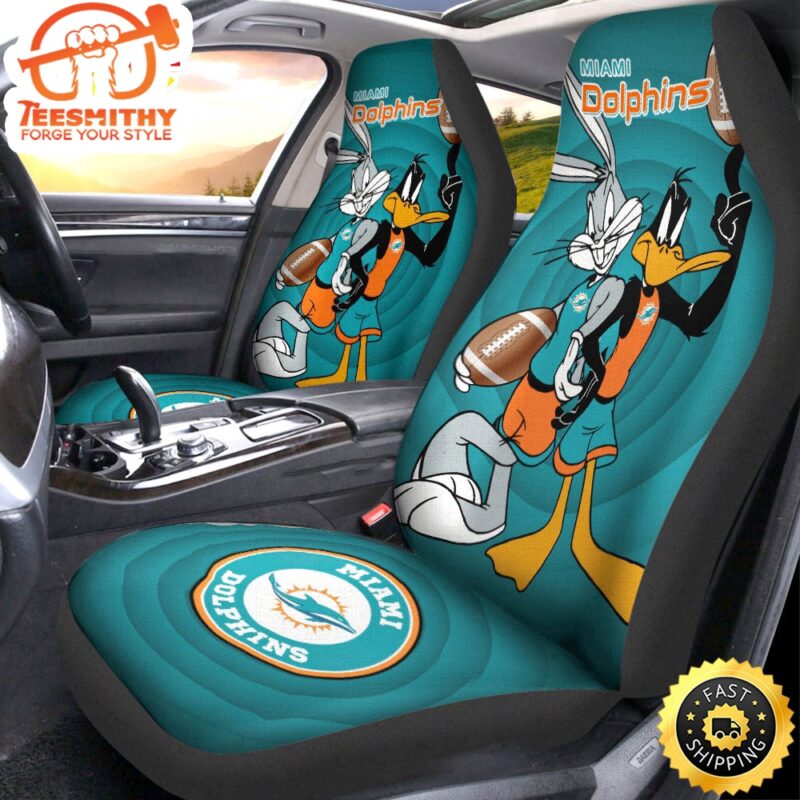 Miami Dolphins Bugs Bunny With Daffy Duck Car Seat Covers