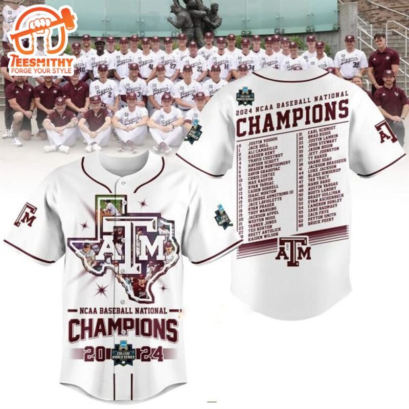 NCAA Baseball National Champions Texas AM 2024 Baseball Jersey