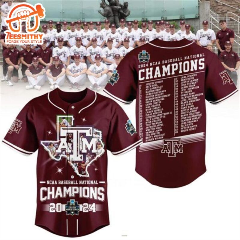 NCAA Baseball National Champions Texas AM 2024 Baseball Jersey Shirt