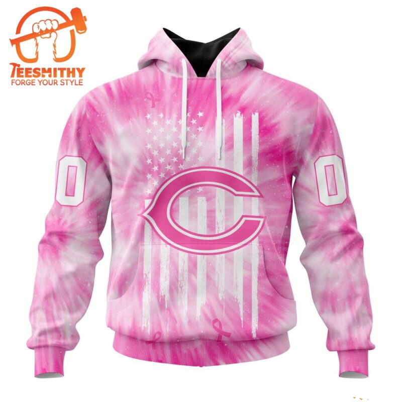 NFL Chicago Bears Special Pink Tie Dye Footballl Custom Hoodie 1