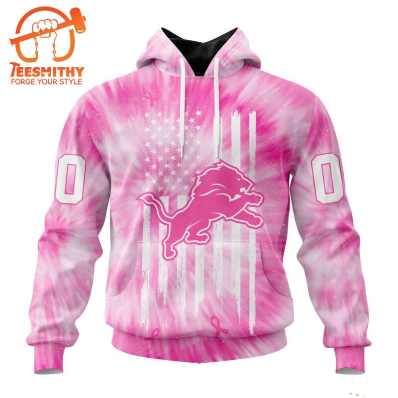 NFL Detroit Lions Special Pink Tie Dye Footballl Custom Hoodie 1