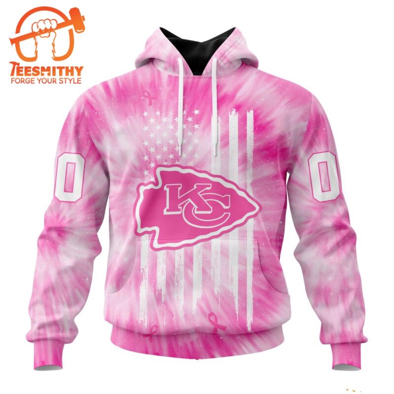 NFL Kansas City Chiefs Special Pink Tie Dye Footballl Custom Hoodie 1