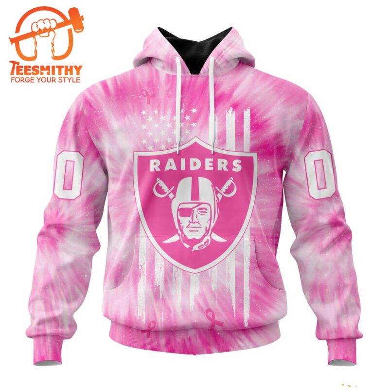 NFL Las Vegas Raiders Special Pink Tie Dye Footballl Custom Hoodie 1