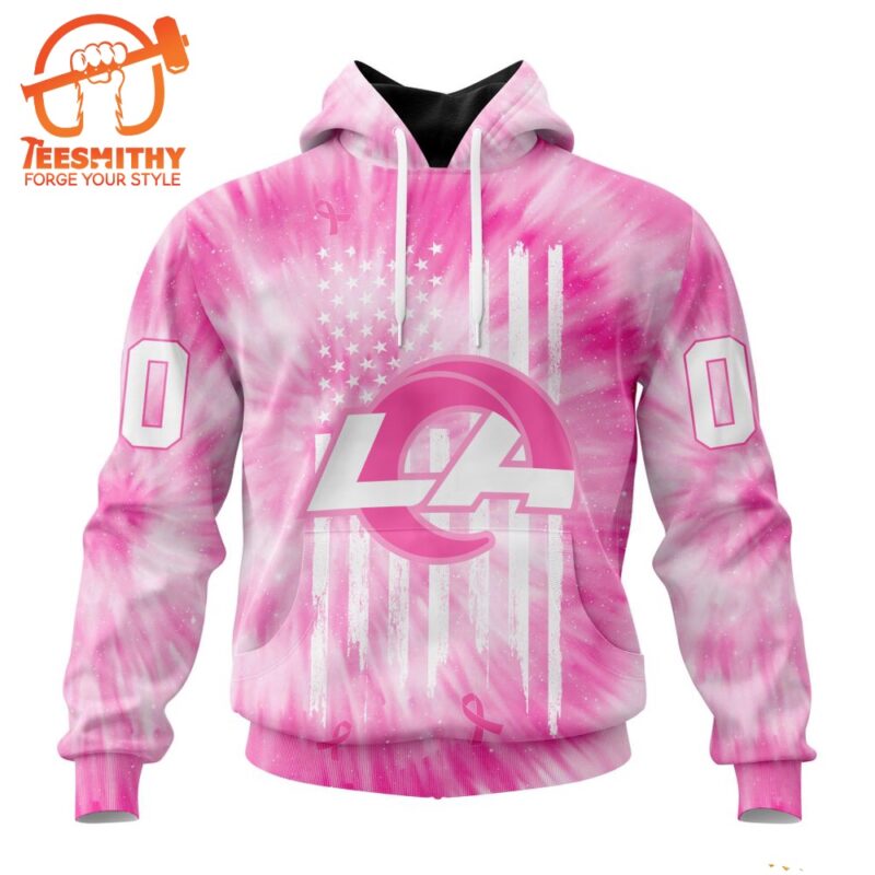 NFL Los Angeles Rams Special Pink Tie Dye Footballl Custom Hoodie 1