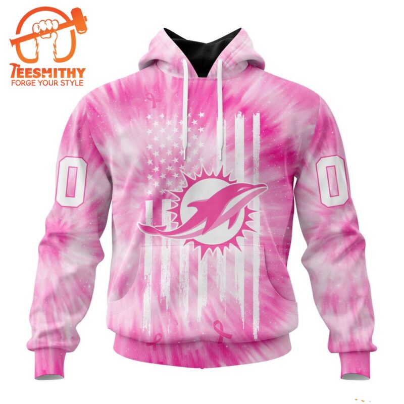 NFL Miami Dolphins Special Pink Tie Dye Footballl Custom Hoodie 1