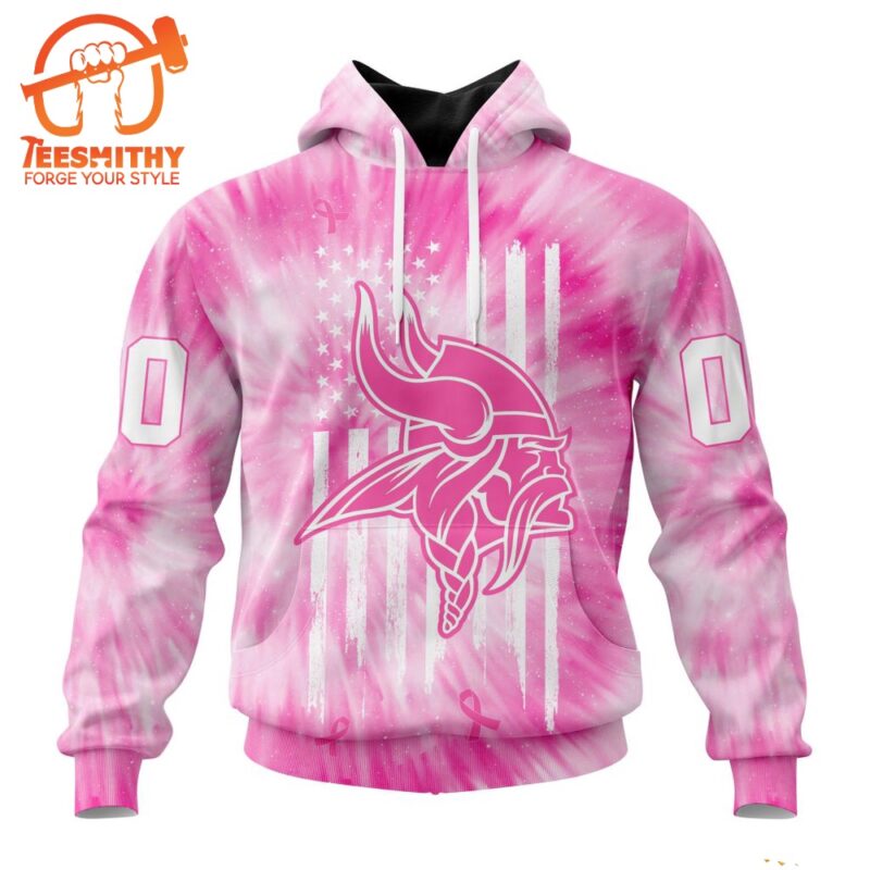 NFL Minnesota Vikings Special Pink Tie Dye Footballl Custom Hoodie 1