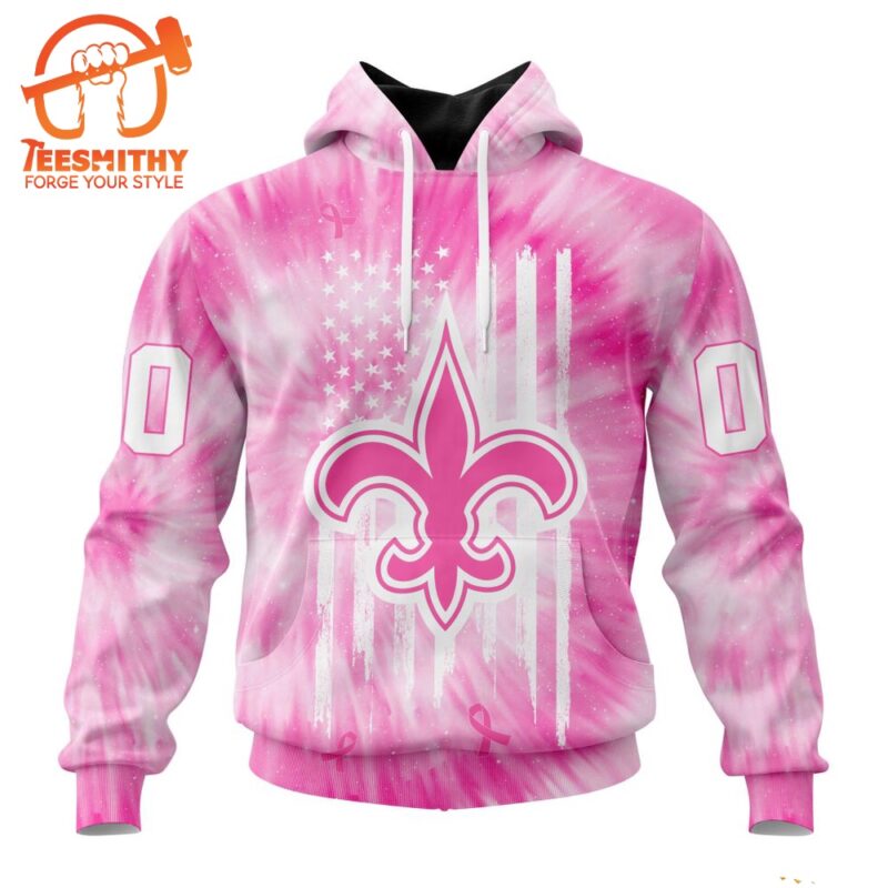 NFL New Orleans Saints Special Pink Tie Dye Footballl Custom Hoodie 1