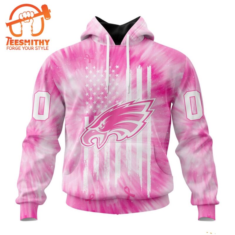 NFL Philadelphia Eagles Special Pink Tie Dye Footballl Custom Hoodie 1