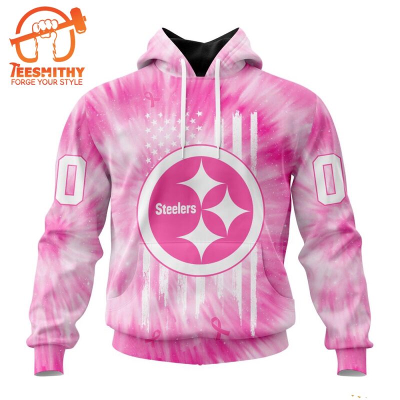 NFL Pittsburgh Steelers Special Pink Tie Dye Footballl Custom Hoodie 1