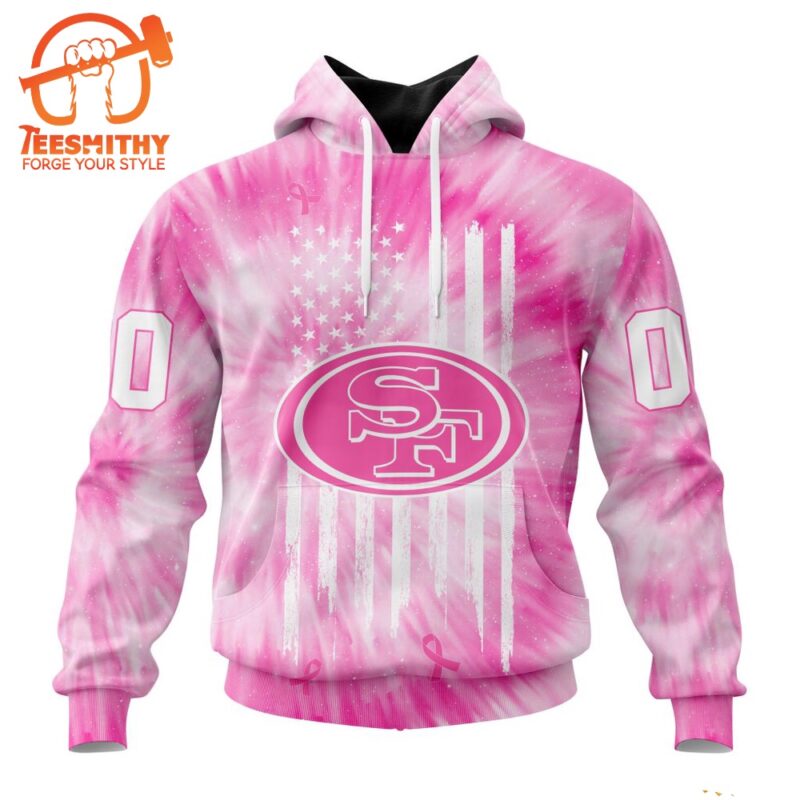 NFL San Francisco 49ers Special Pink Tie Dye Footballl Custom Hoodie 1