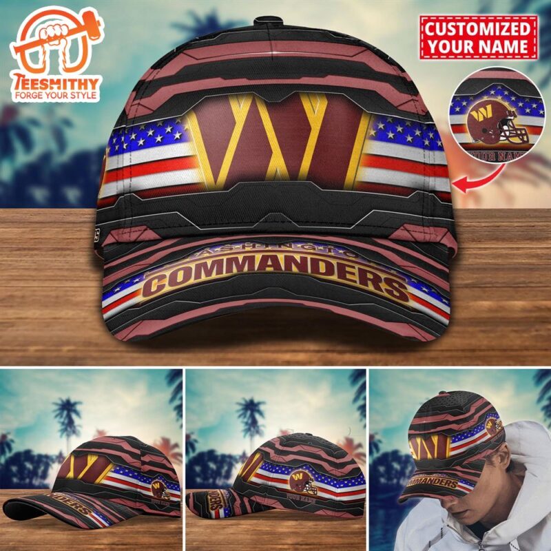 NFL Washington Commanders Flag Custom Name Cap