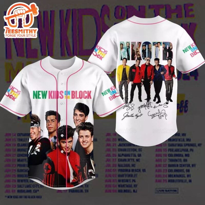 New Kids On The Block NKOTB Rock Concert Signatures Baseball Jersey Shirt