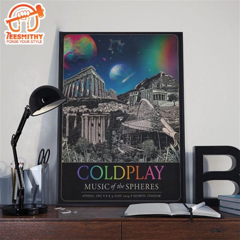 Poster Coldplay Athens June 2024 Music Of The Spheres Tour Home Decor Poster Canvas