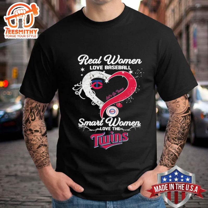 Real Women Love Baseball Smart Women Love The Minnesota Twins Lets Go Twins 2024 Shirt