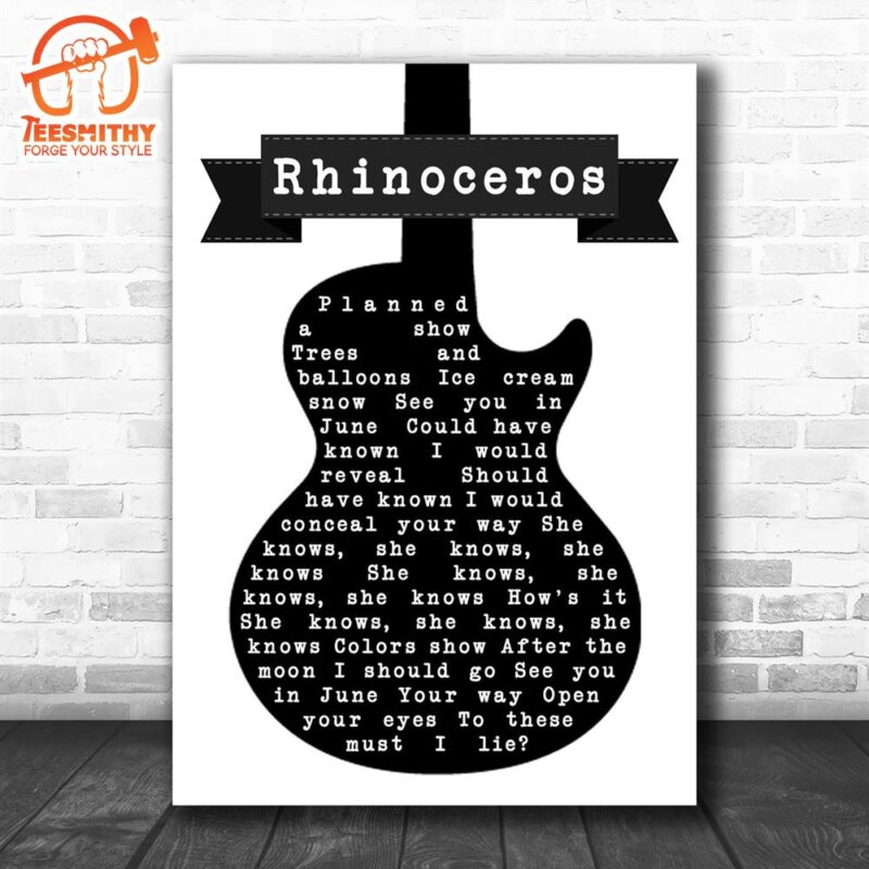 Smashing Pumpkins Rhinoceros Black White Guitar Song Poster Canvas