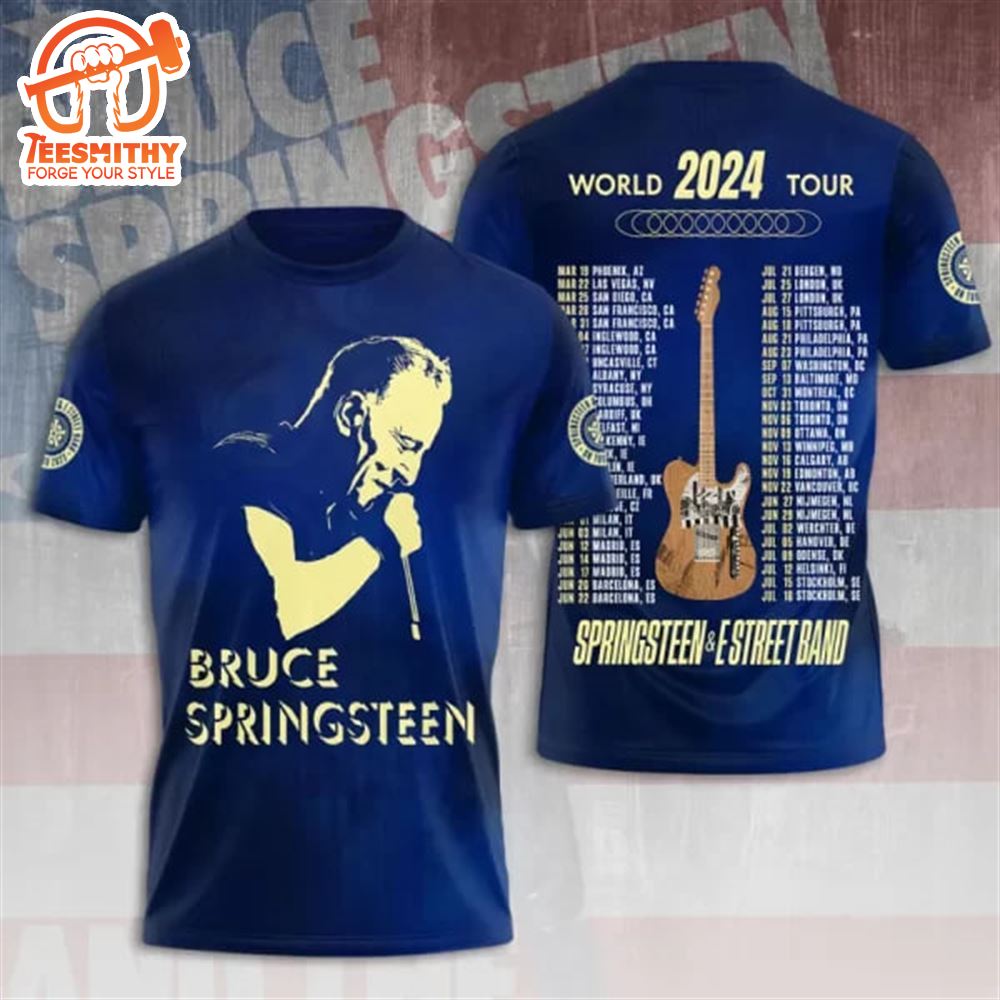 Rock Off Maglietta Ufficiale Bruce Springsteen Tour 24 E Street Photo - Unisex Nero Taglie S-XXL