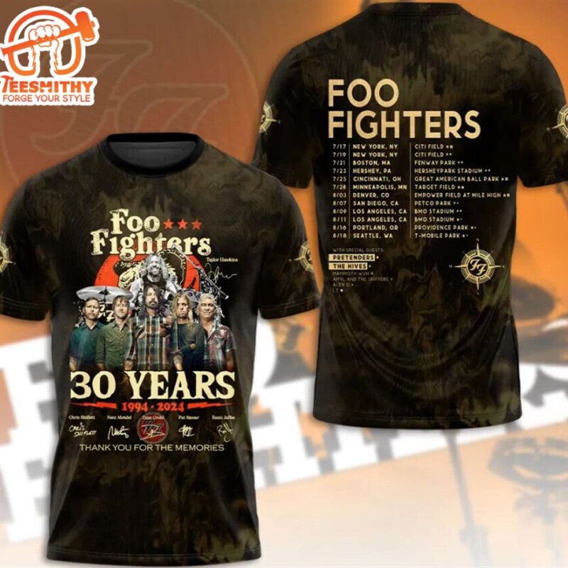 Foo Fighters 1994 2024 Thank You For The Memories Signatures Shirt