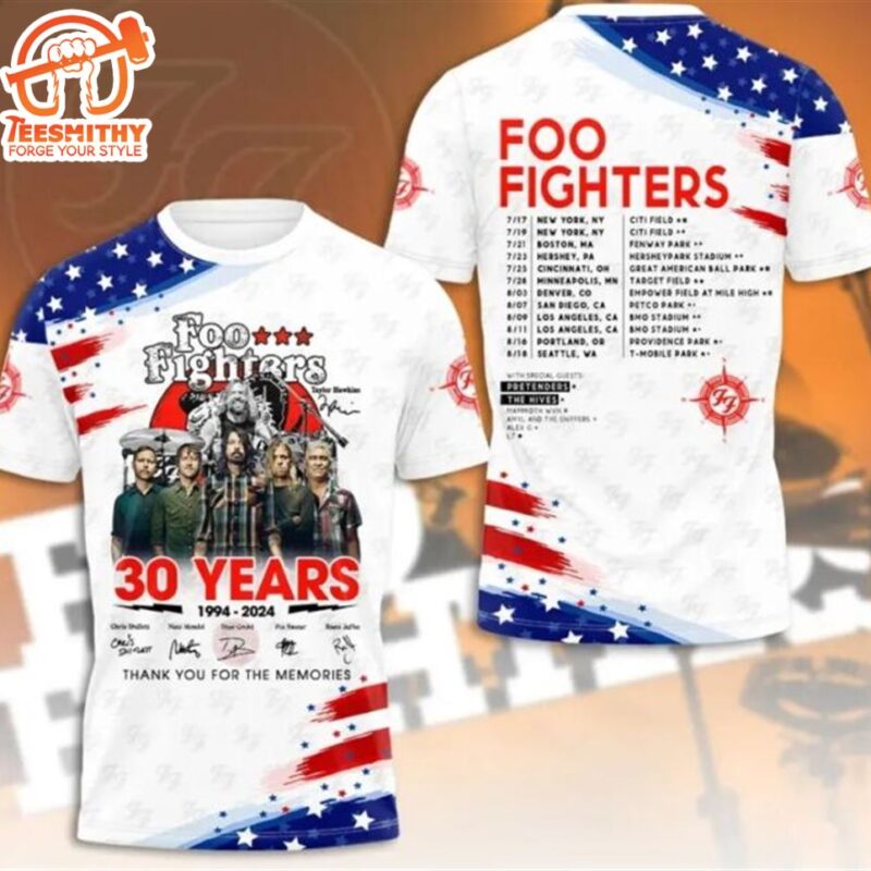 Foo Fighters Band Tour US 2024 Dates Flag American 3D T shirt