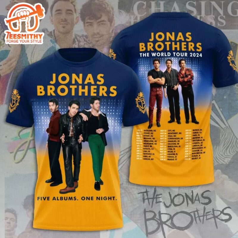 Jonas Brothers Five Albums One Night The Tour 2024 3D Unisex T shirt