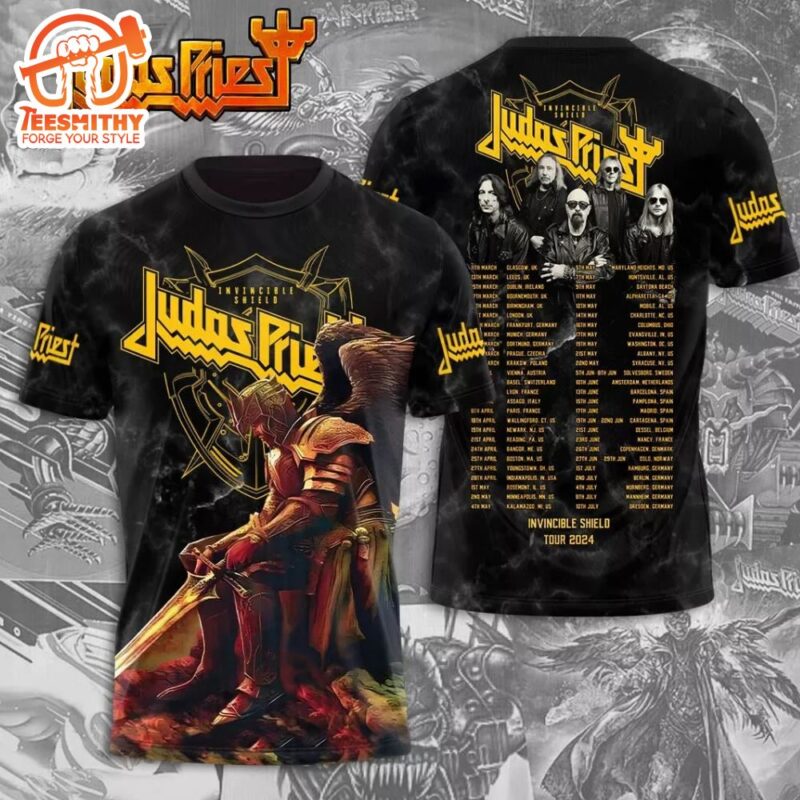Judas Priest Band Invincible Shield 2024 Tour Polyester 3D T Shirt