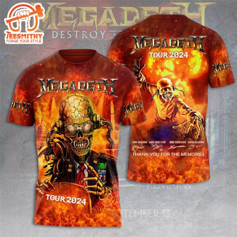 Megadeth Rock Band 2024 Announces Destroy All Enemies Tour T shirt