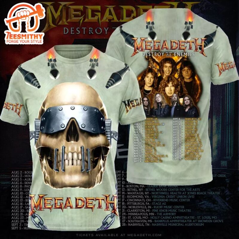 Megadeth Rock Band 2024 Announces Destroy All Enemies Tour US T shirt Men Women