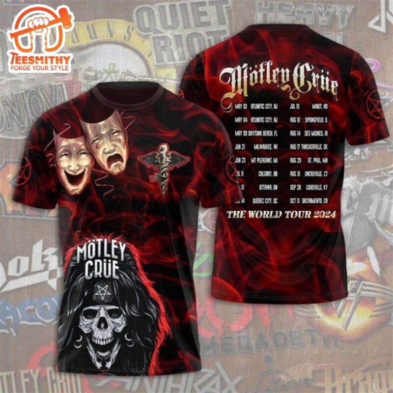 Motley Crue The World Tour 2024 Design 3D T Shirt
