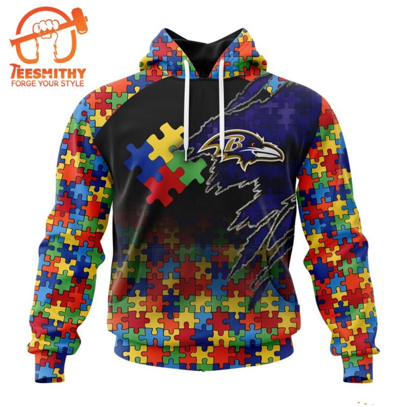 NFL Baltimore Ravens Autism Awareness Design Custom Hoodie 1