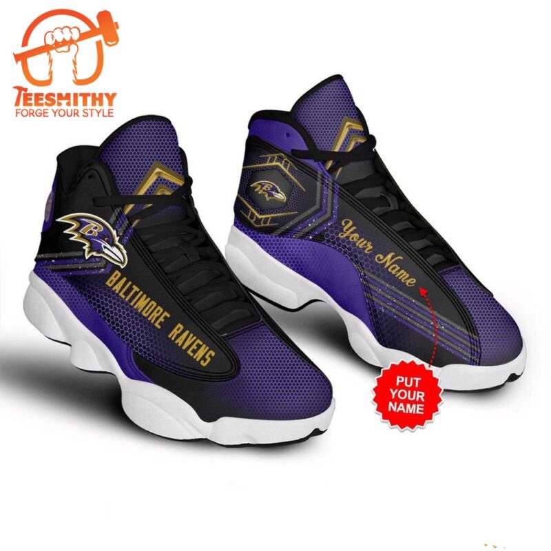 NFL Baltimore Ravens Custom Name Air Jordan 13 Shoes JD13 Sport Shoes