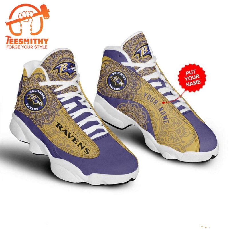 NFL Baltimore Ravens Pattern Custom Name Air Jordan 13 Shoes JD13 Sport Shoes