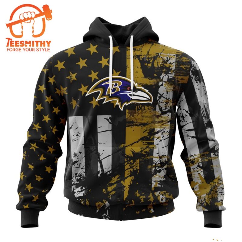 NFL Baltimore Ravens Special Classic Grunge American Flag Hoodie 1